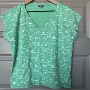 T by Talbots City town vacation print v neck top, Medium P